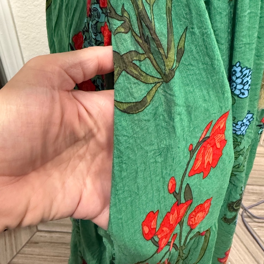 Anthropologie THML Green Floral Tamara Midi Dress - Picture 11 of 16